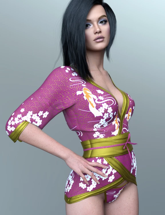 DForce Kimono Lingerie Top For Genesis 9 Daz Studio