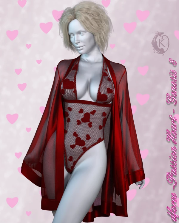 DForce Passion Heart Lingerie Genesis 8 Daz Studio