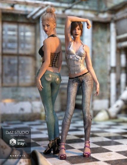Skinny Jeans and Corset Outfit for Genesis 3 Female(s)
