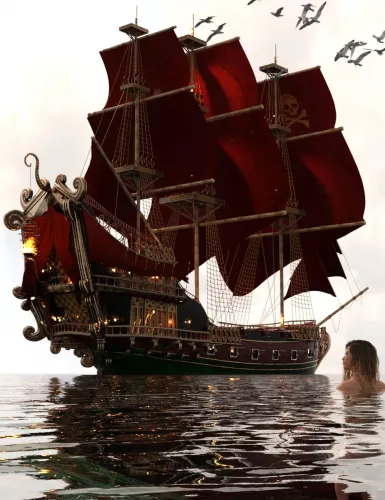 PW Pirate Ship Poseidon  daz studio
